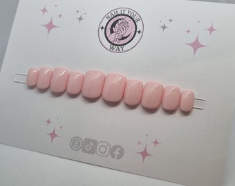 Light Baby Pink Custom Press On Nails • Solid Colour • Any Colour • Stick On • Pre-sized • 20 Set • Temporary • Glue