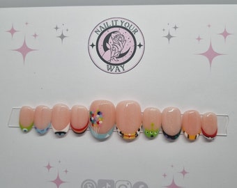 Pix Character Inspired Custom Press On Nails • Pre-sized • Temporary • Prep Kit • Glue