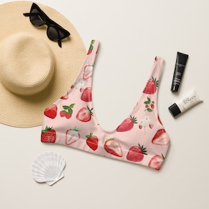 Strawberry Recycled padded bikini top