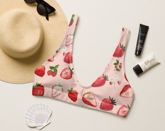 Strawberry Recycled padded bikini top