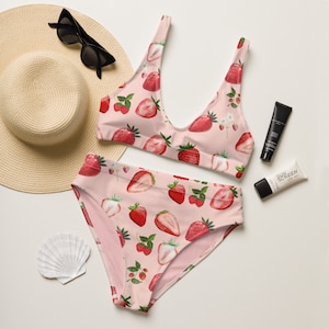 Strawberry Recycled high-waisted bikini