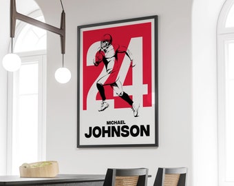 Personalized Football Print, Custom Football Poster, Football Player Print, Football Gifts, Football Decor, Football Wall Art, Boys Room Art
