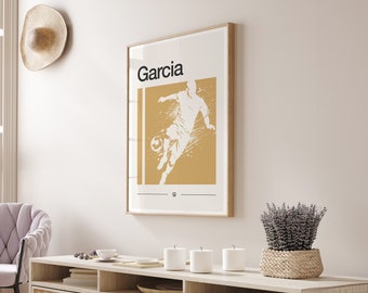Gepersonaliseerde voetbalposter, aangepaste voetbalshirtkunst, print voetbalspeler, voetbalcadeaus, voetbalkunst aan de muur, jongenskamer voetbal, voetbalposter