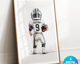 Personalized Football Poster, Custom Football Gift, Boys Room Decor, Football Print Kid, Football Wall Art, Football Art, Digital Download