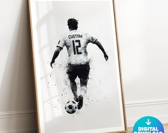 Personalized Soccer Wall Art, Printable Soccer Prints, Boys Bedroom Soccer Decor, Boys Soccer Poster, Soccer Jersey, Soccer Gifts, Football