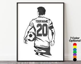 Custom Soccer Poster, Personalized Soccer Jersey Art, Soccer Player Print, Soccer Gifts, Custom Soccer Wall Art, Football Gifts, Boys Room