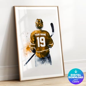 Personalized Hockey Print, Printable, Custom Hockey Jersey, Hockey Wall Art, Boys Room Decor, Hockey Gift for Him, Hockey Poster