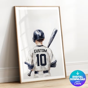 Baseball Wall Art, Custom Name Jersey, Baseball Prints, Personalized, Printable, Boys Room Decor, Baseball Room Decor, Baseball Jersey, Teen