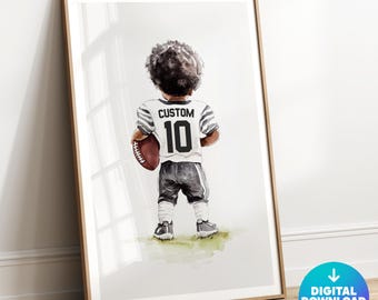 Custom Football Poster, Personalized Football Gift, Boys Room Decor, Football Print, Football Wall Art, Football Jersey, Sports Art, Digital