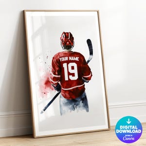 Personalized Hockey Print, Printable, Hockey Jersey Print, Sports Wall Art, Boys Room Decor, Hockey Gift for Him, Hockey Poster, Digital