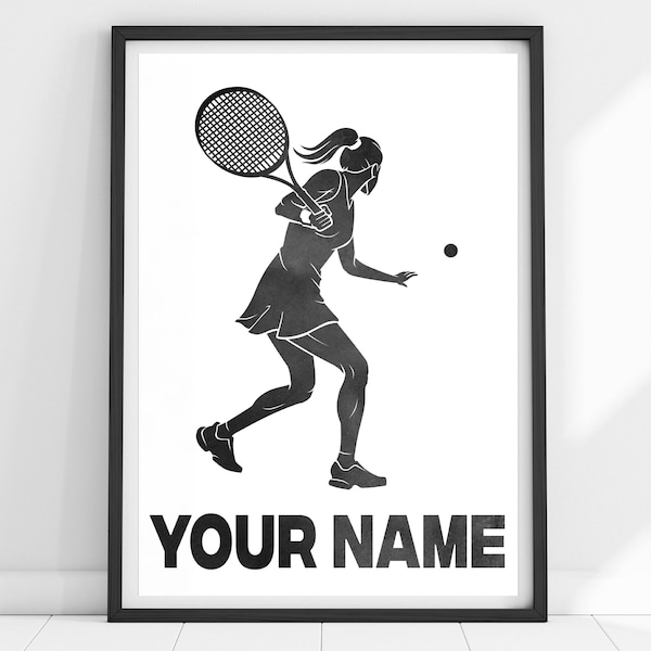 Personalized Women's Tennis Poster, Custom Women Tennis Print, Tennis Gift Women, Women Sports Art, Gift For Her, Tennis Player Gifts, Wife