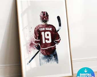 Personalized Hockey Print, Custom Hockey Jersey Print, Hockey Wall Art, Boys Room Decor, Hockey Gift for Him, Hockey Poster, Ice Hockey Gift