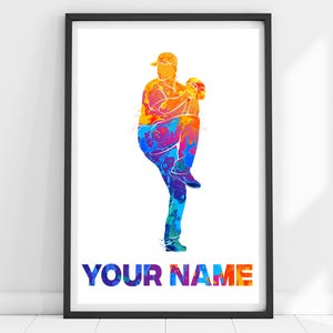 Custom Baseball Poster, Personalized Baseball Art, Baseball Player Print, Baseball Gift, Baseball Decor, Baseball Wall Art, Son Gift, Sports