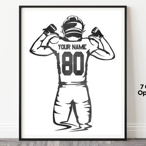 Personalized Football Print, Custom Football Poster, Football Player Print, Football Gifts, Football Decor, Football Wall Art, Jersey Name