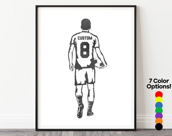Personalized Soccer Poster, Custom Soccer Jersey Art, Soccer Player Print, Soccer Gifts, Custom Soccer Wall Art, Football Gifts, Boys Room