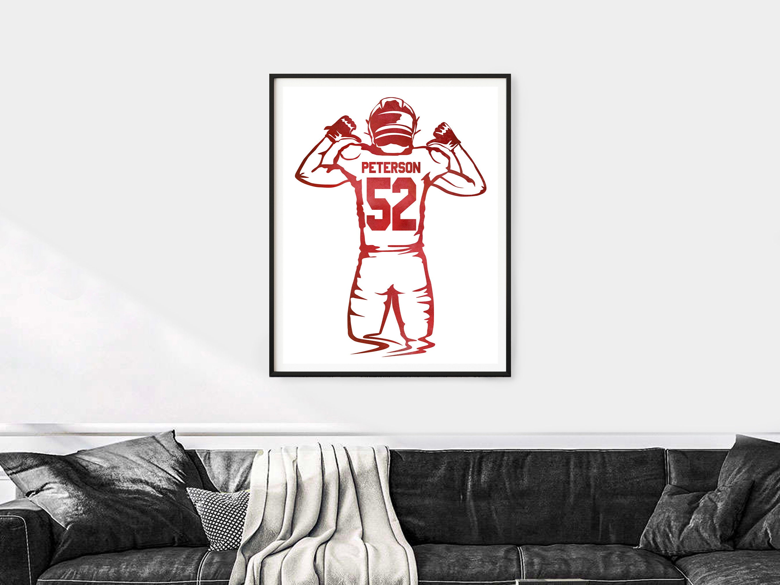 Custom Football Poster, Personalized Football Jersey Art, Football
