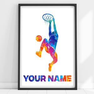 Personalized Basketball Print, Basketball Poster, Basketball Player Art, Basketball Gift, Basketball Wall Art, Custom Basketball Print, Boys