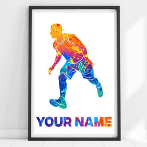 Personalized Basketball Print, Basketball Poster, Basketball Player Art, Basketball Gift, Basketball Wall Art, Custom Basketball Print, Boys