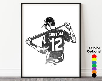 Custom Baseball Poster, Personalized Baseball Jersey Art, Baseball Player Print, Baseball Gifts, Baseball Decor, Baseball Wall Art, Son Gift