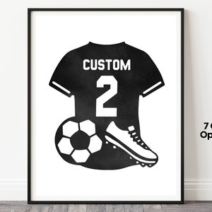 Personalized Soccer Prints, Custom Soccer Jersey Art, Soccer Player Print, Soccer Gifts, Custom Soccer Wall Art, Football Gifts, Boys Room