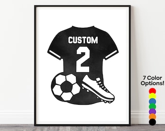 Personalized Soccer Prints, Custom Soccer Jersey Art, Soccer Player Print, Soccer Gifts, Custom Soccer Wall Art, Football Gifts, Boys Room