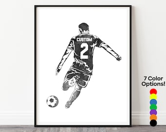 Personalized Soccer Poster, Custom Soccer Jersey Art, Soccer Player Print, Soccer Gifts, Custom Soccer Wall Art, Football Gifts, Boys Room