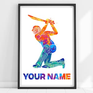 Personalized Cricket Print, Cricket Poster, Cricket Player Print, Cricket Gift, Cricket Wall Art, Custom Cricket Print, Boys Room Decor