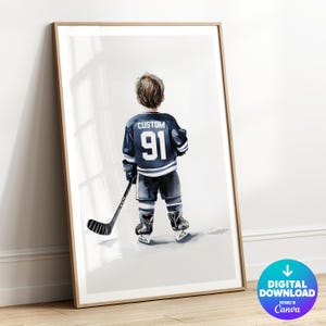 Personalized Hockey Print, Printable, Hockey Jersey Print, Sports Wall Art, Boys Room Decor, Hockey Gift for Him, Hockey Poster, Digital