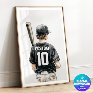 Baseball Wall Art, Custom Name Jersey, Baseball Prints, Personalized, Printable, Boys Room Decor, Baseball Room Decor, Baseball Jersey, Teen