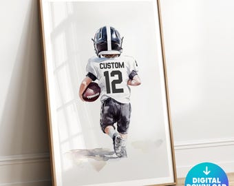 Personalized Football Poster, Custom Football Gift, Boys Room Decor, Football Print Kid, Football Wall Art, Football Art, Digital Download