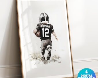 Personalized Football Poster, Custom Football Gift, Boys Room Decor, Football Print Kid, Football Wall Art, Boys Football Art, Name, Digital