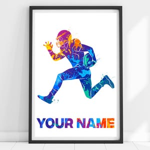Personalized Football Print, Custom Football Poster, Football Player Print, Football Gifts, Football Decor, Football Wall Art, Jersey Name