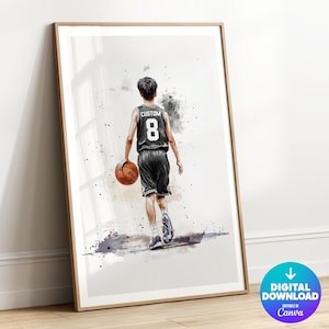 Custom Basketball Poster, Personalized Basketball Gift for Boys Room Decor, Basketball Prints, Basketball Wall Art, Basketball Art, Digital