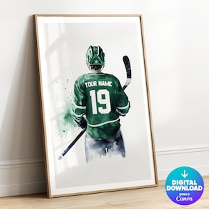Personalized Hockey Print, Custom Hockey Jersey Print, Hockey Wall Art, Boys Room Decor, Hockey Gift for Him, Hockey Poster, Ice Hockey Gift