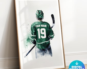 Personalized Hockey Print, Custom Hockey Jersey Print, Hockey Wall Art, Boys Room Decor, Hockey Gift for Him, Hockey Poster, Ice Hockey Gift