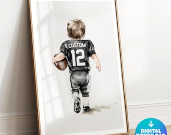 Personalized Football Poster, Custom Football Gift, Boys Room Decor, Football Print Kid, Football Wall Art, Boys Football Art, Name, Digital