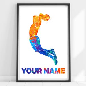 Personalized Basketball Print, Basketball Poster, Basketball Player Art, Basketball Gift, Basketball Wall Art, Custom Basketball Print, Boys