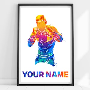 Personalized Boxing Print, Boxing Poster, Boxer Print, Boxing Gift, Boxing Wall Art, Custom Boxing Print, Boys Room Decor, Boxer Wall Art