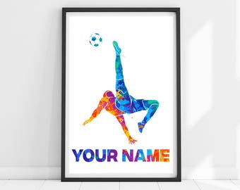 Personalized Soccer Poster, Custom Soccer Jersey Art, Soccer Player Print, Soccer Gifts, Custom Soccer Wall Art, Football Gifts, Boys Room