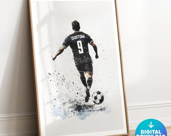 Personalized Soccer Wall Art, Printable Soccer Prints, Boys Bedroom Soccer Decor, Boys Soccer Poster, Soccer Jersey, Soccer Gifts, Football