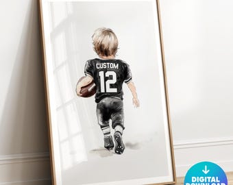 Custom Football Poster, Personalized Football Gift, Boys Room Decor, Football Print Kid, Football Wall Art, Boys Football Art, Name, Digital