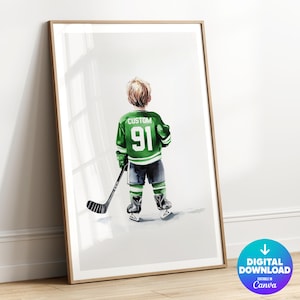 Personalized Hockey Print, Printable, Hockey Jersey Print, Sports Wall Art, Boys Room Decor, Hockey Gift for Him, Hockey Poster, Digital