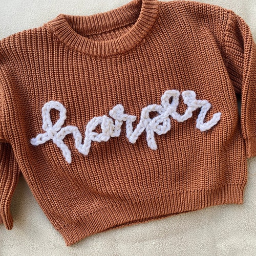 Personalized Hand Embroidered Name Sweater for Babies Etsy