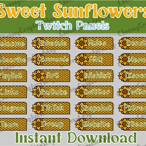 36x Sweet Sunflowers Twitch Panels | Cute Aesthetic Panels | Cottage Core Vibes | Plant Mom Theme | Instant Download