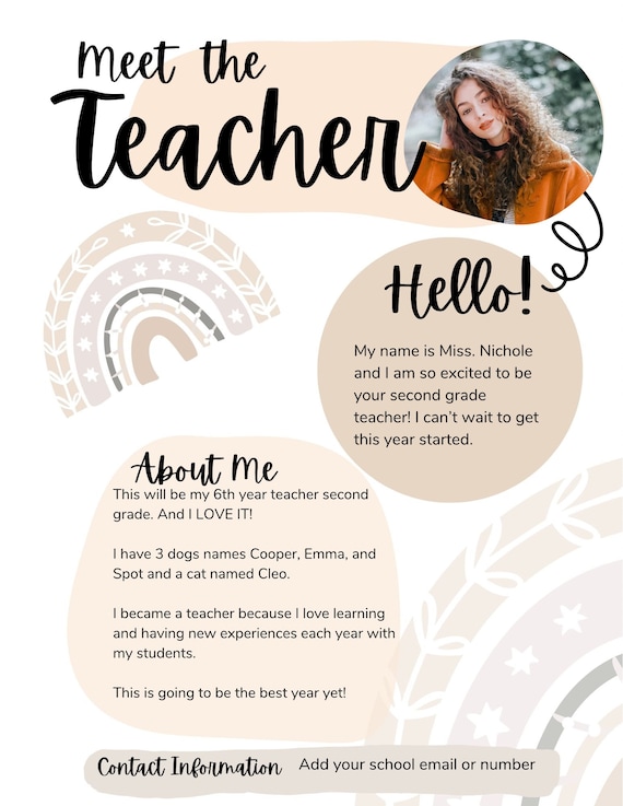 Meet the Teacher Portfolio Etsy Australia