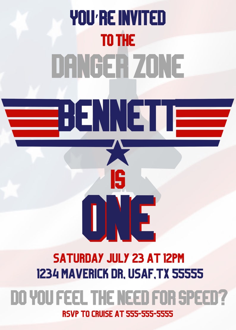 Top Gun Birthday Invitation Instant Download Maverick Top Etsy