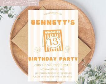 Whataburger Birthday invitation, teenage birthday invite, whatateen, Whatayear, Digital Birthday invite, printable birthday Invitation