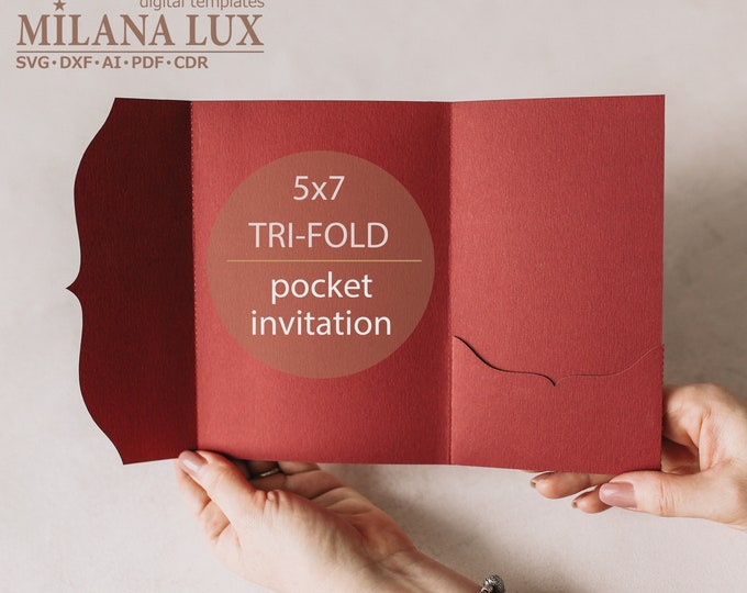 Tri fold SVG Pocket Invitation Template Pocket Envelope 5x7 Pocket Tri fold SVG Pocket Invitation Template Pocket Envelope 5x7 Pocket