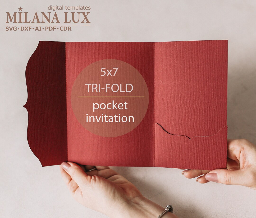 Tri fold SVG Pocket Invitation Template Pocket Envelope 5x7 Pocket Tri fold SVG Pocket Invitation Template Pocket Envelope 5x7 Pocket