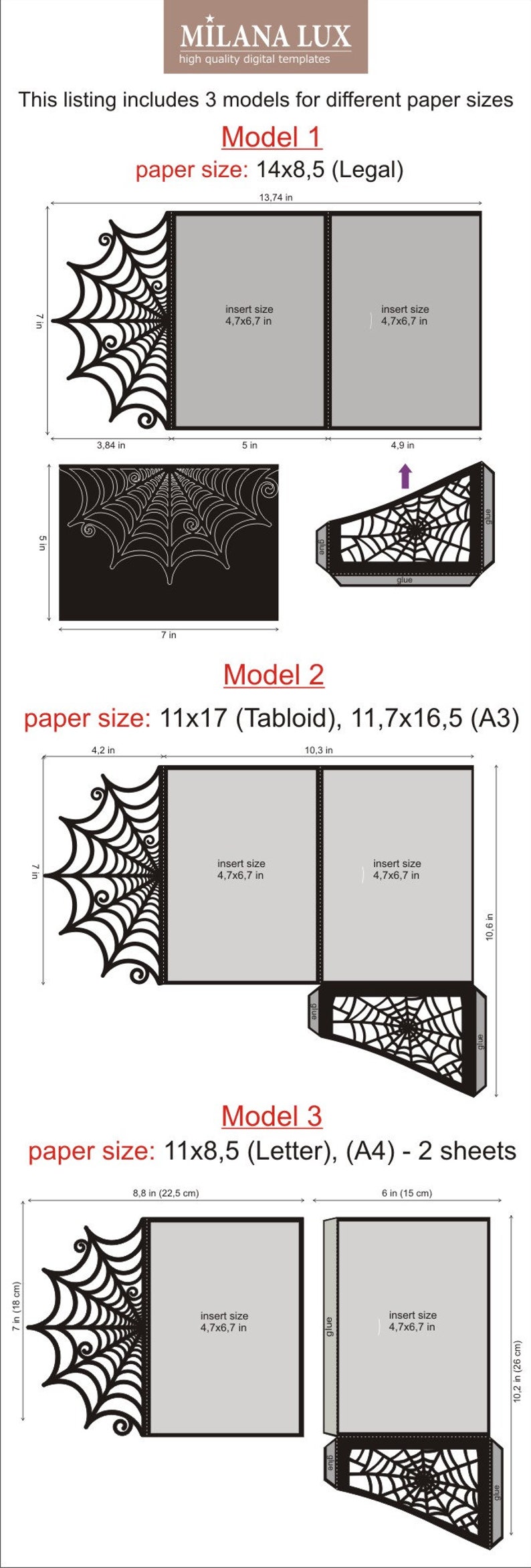 Halloween wedding invitation, Spider Web invite SVG template, pocket envelope 5x7, for Cricut, Laser Cut, papercut, Cameo svg dxf ai cdr image 2